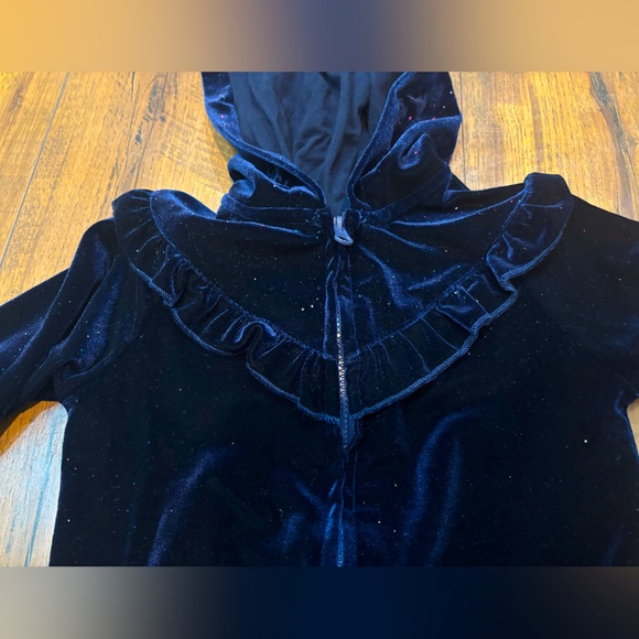 Little Me Night Sparkle Velour Hoodie Set, Navy Blue, 18 Months Christmas Winter - Picture 4 of 12